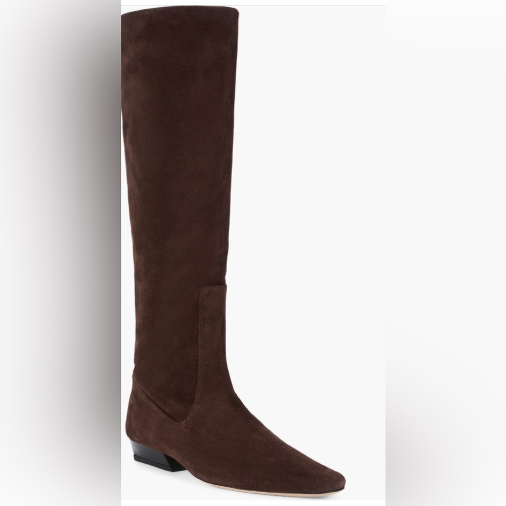 STAUD Wally Brown Suede Flat Knee Boots 37=7